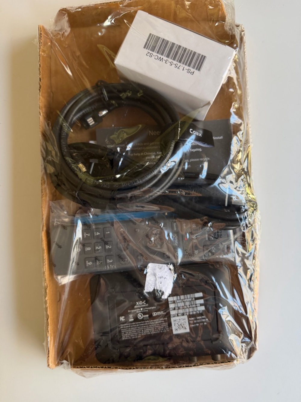Xfinity Comcast Cable Box Kit w/ Remote, & Coax Cables